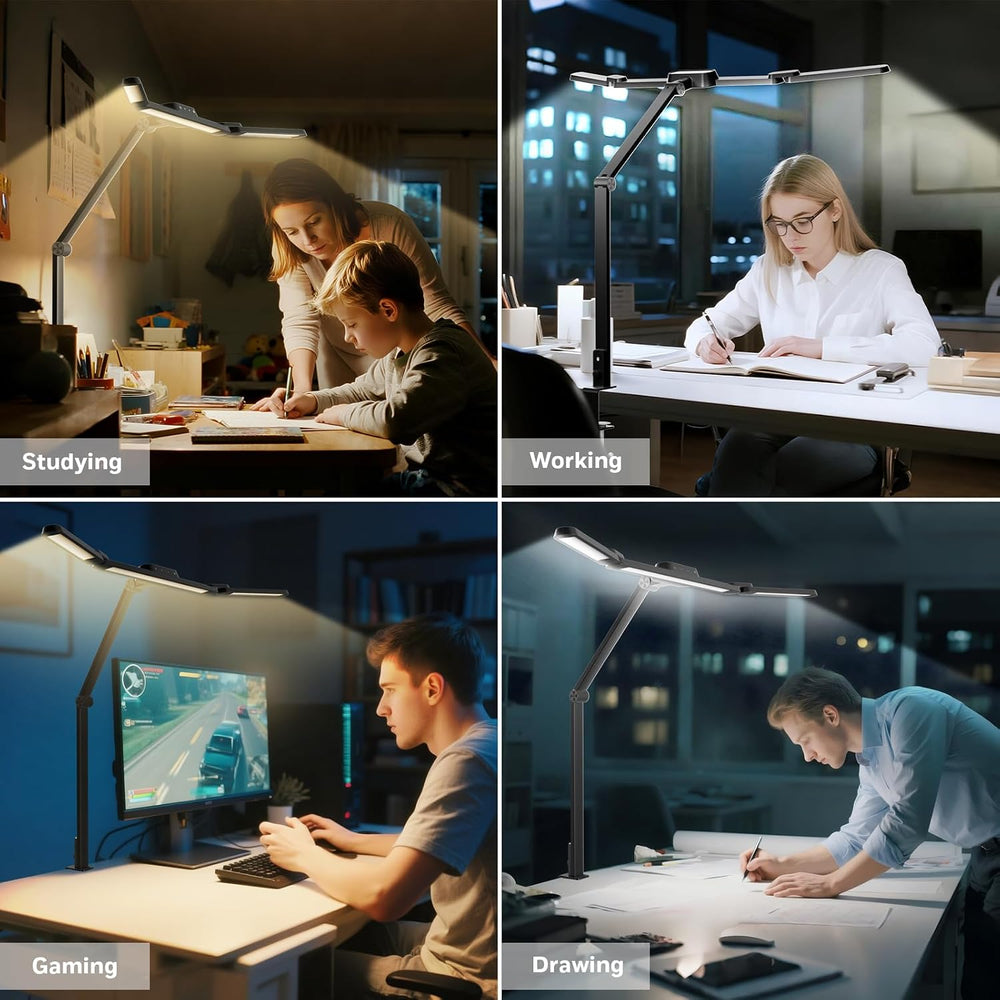 Honeywell Wide Desk Lamp with Clamp for Dual Monitors, 22W Full-Spectrum Eye-...
