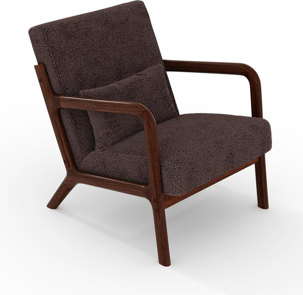 Garvee Mid Century Accent Chair, Upholstered Armchair with Lumbar Pillow
