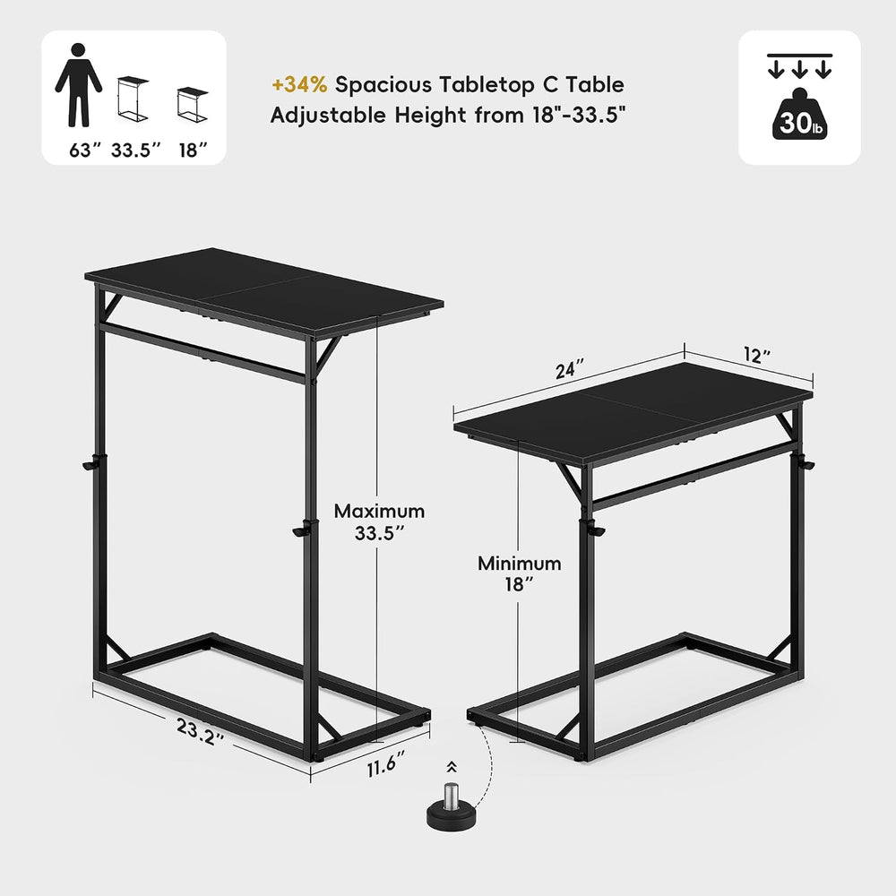Vagusicc C Shaped End Table, 33"Tall Side Table for Couch, C-Table Sofa ...