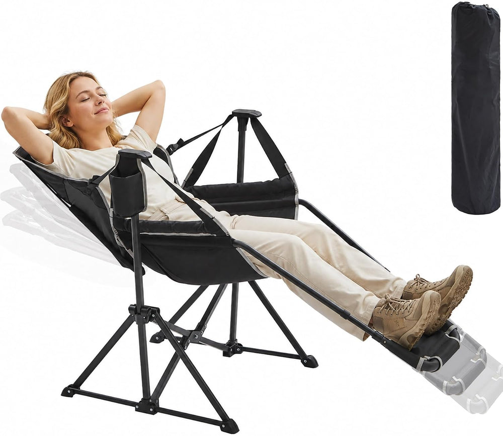 Hammock Swinging Rocking Camping Chairs with Footrest for Adults up to 400lbs...