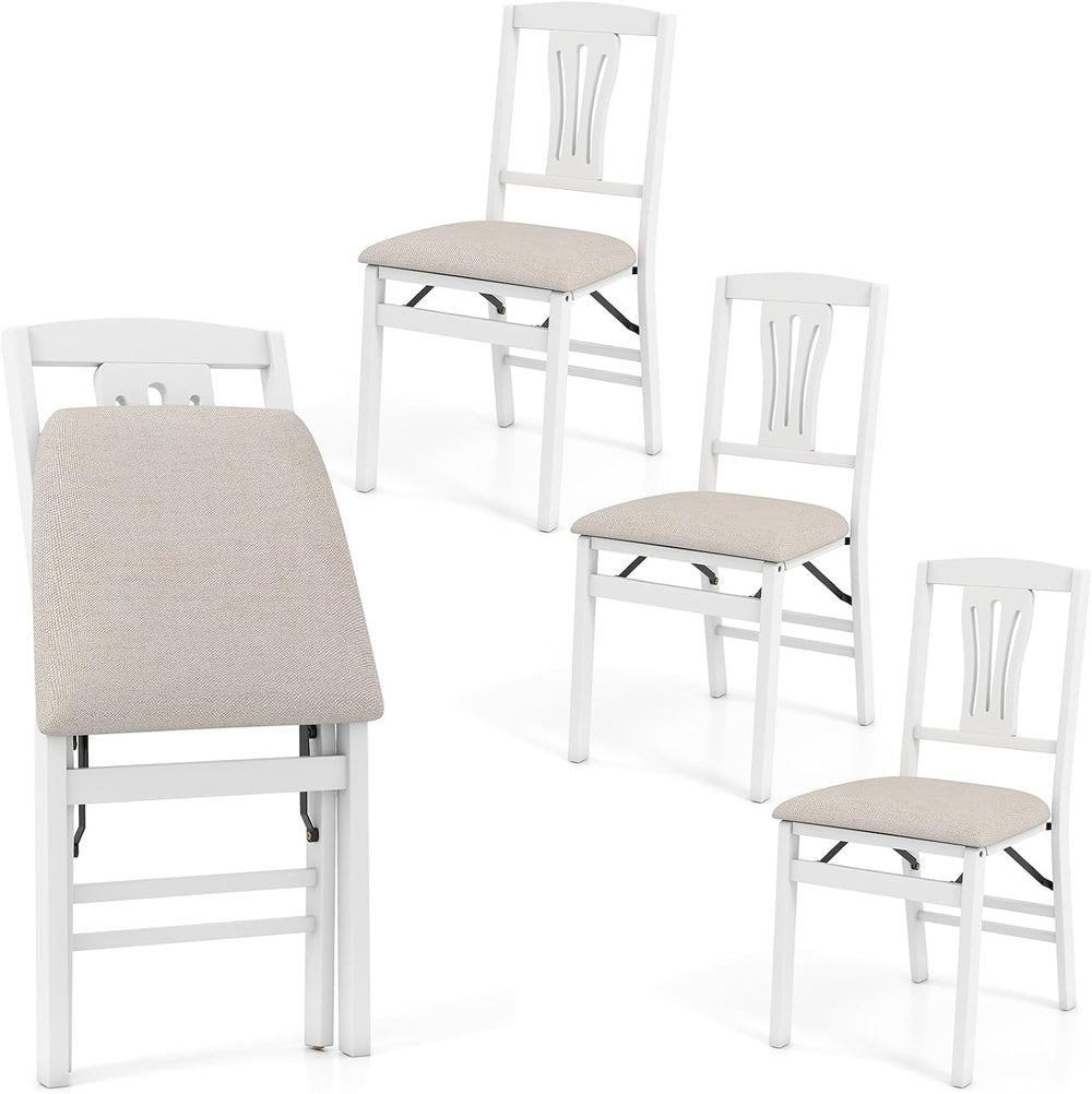 GIANTEX Folding Dining Chairs Set of 4, Space-Saving Upholstered Kitchen Chai...