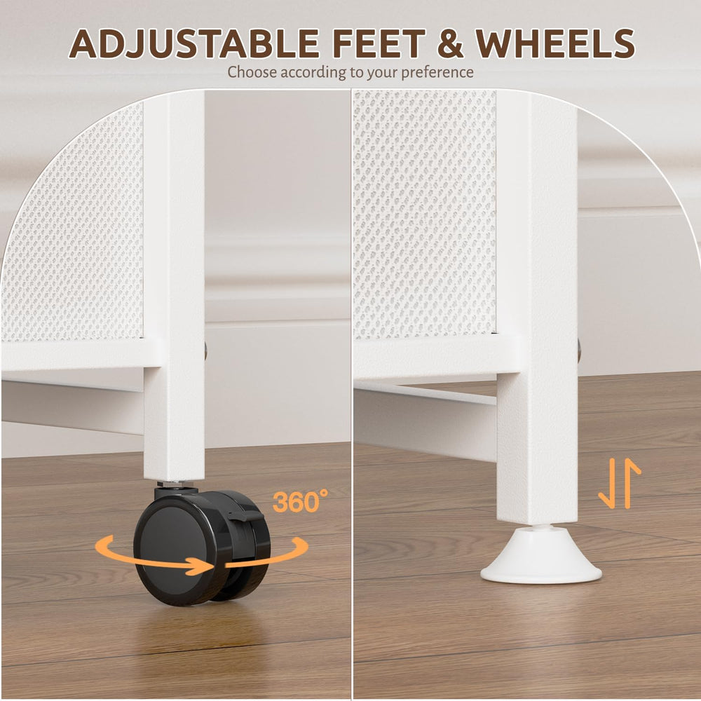 Oppro 2 Drawer Small Narrow Side End Table, Slim Nightstand with Wheels