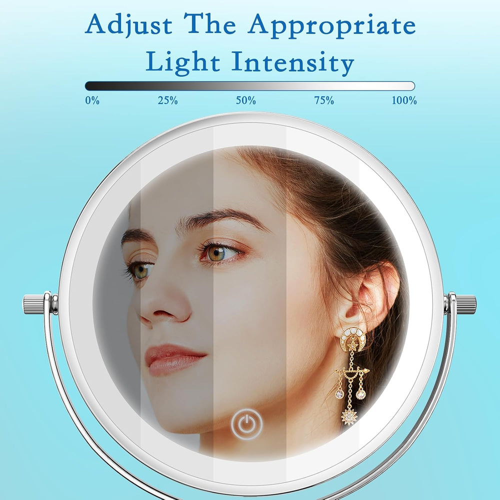 Vanity Mirror with Lights 7" Rechargeable 1x/10x Lighted Makeup Mirror A...