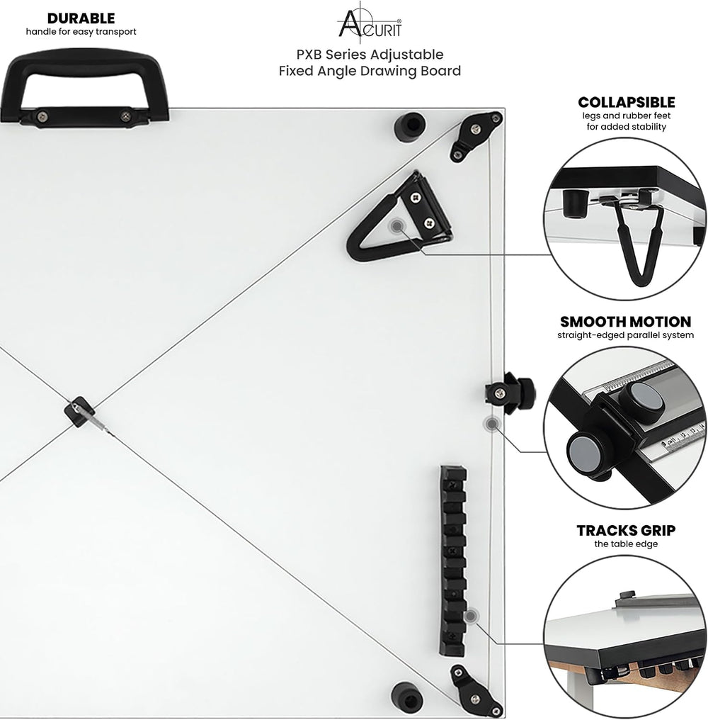 Acurit Fixed-Angled 16"x21" PXB Drawing Board with Parallel Motion Bar