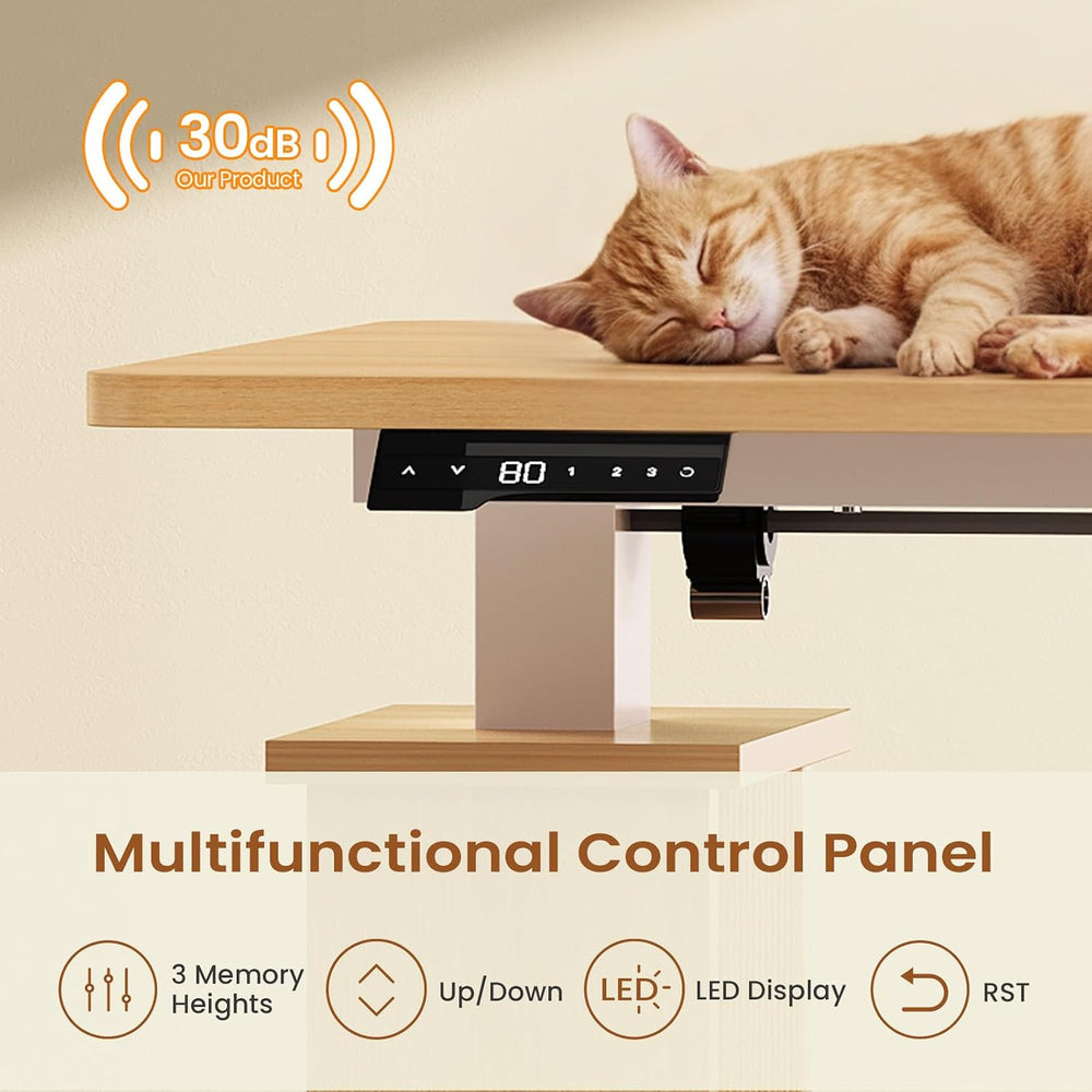 SEDETA Fluted L Shaped Executive Electric Standing Desk with Drawers