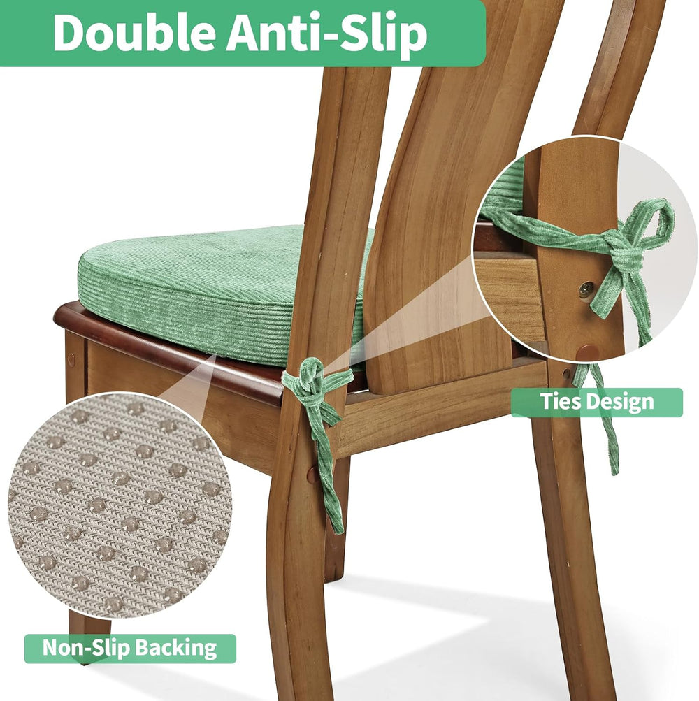 2.5" Thick Chair Cushions for Dining Chair, Corduroy Foam Kitchen Chair ...
