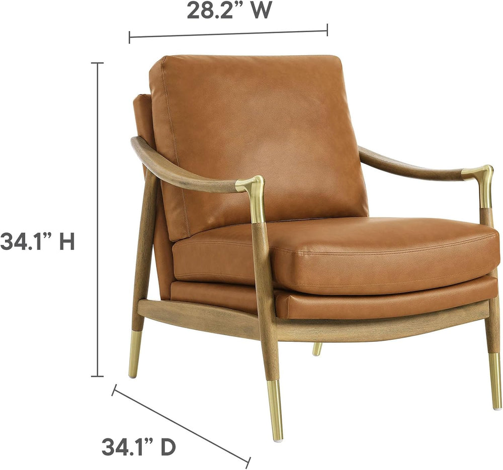 Modway Langford Faux Leather Upholstered Armchair – Mid-Century Modern Armcha...