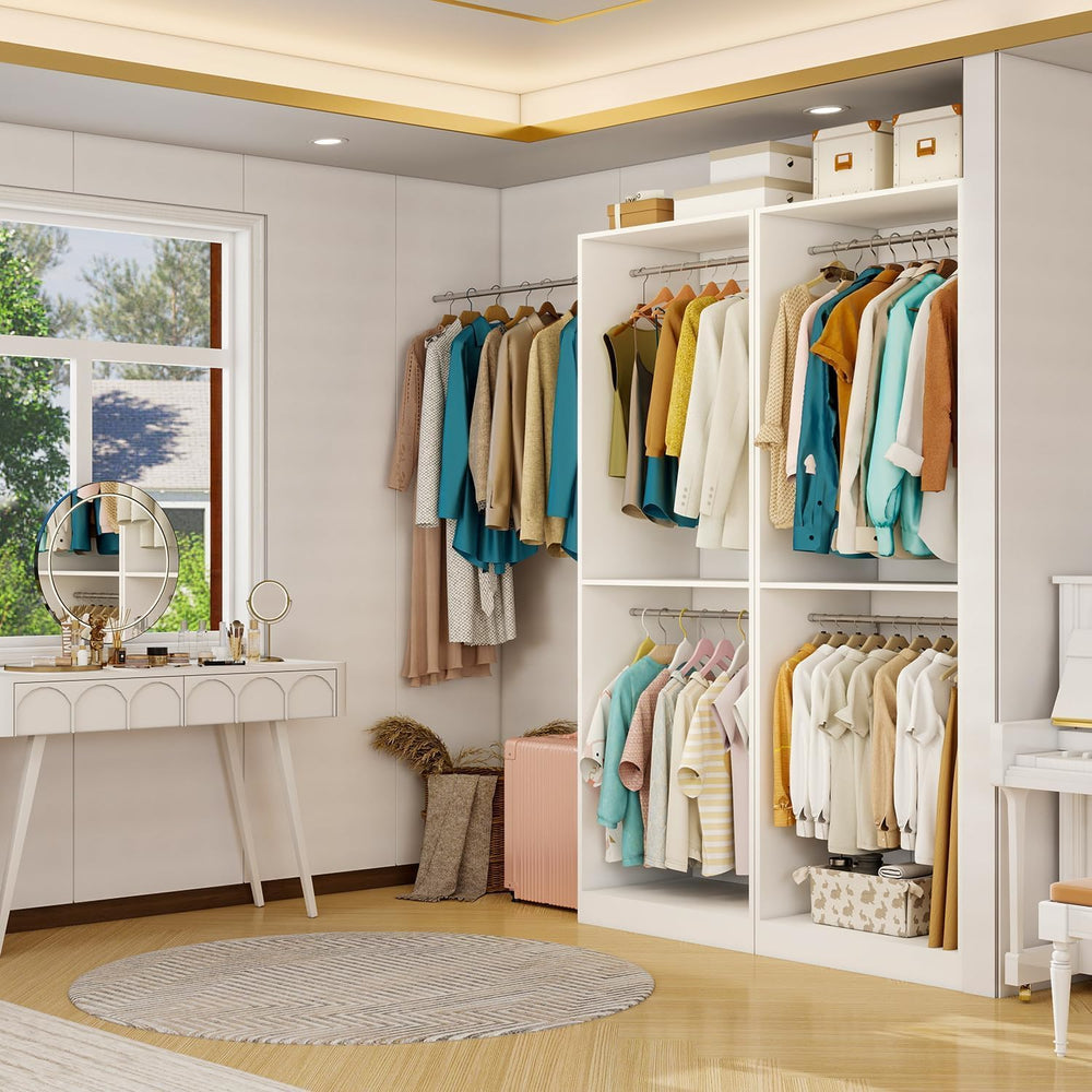 Closet System with 3 Hanging Rods& Shelf , 2FT Small Closet Organizer Sys...
