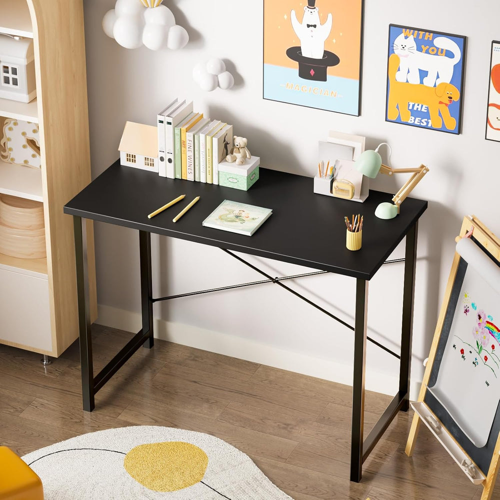 Sweetcrispy 40-Inch Small Computer Desk for Bedroom Home Office, Black