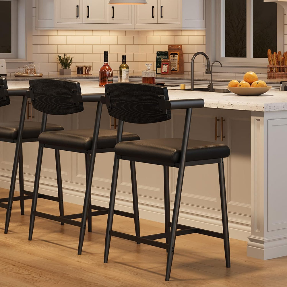 IDEALHOUSE Bar Stools Set of 2 with Arm, 2pcs Counter Height Bar Stools Set w...
