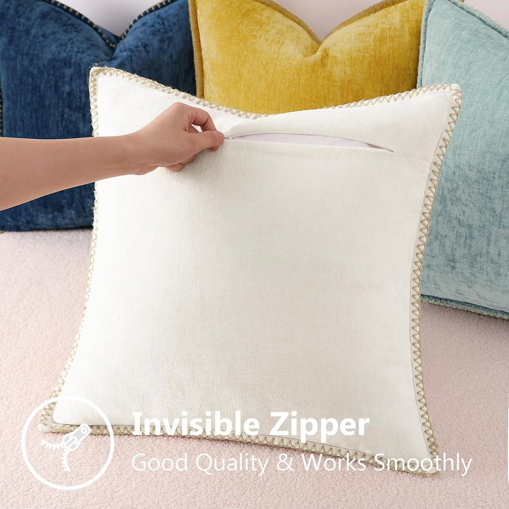 decorUhome Fall Soft Decorative Chenille Throw Pillow Covers 18x18 Set of 4