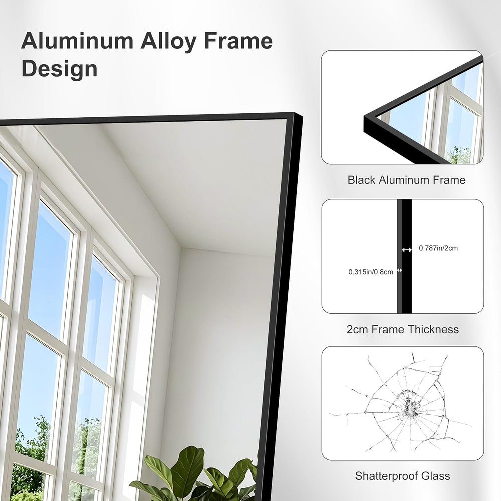 Bathroom Mirror, 30 x 24 inch Metal Framed Black Rectangle Mirror for Wall