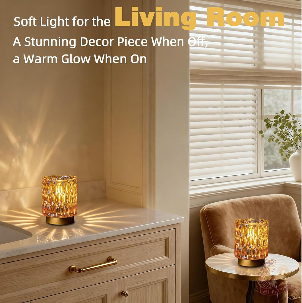 Battery Operated Table Lamp Timer, Small Cordless Lamps Decorative, 2 Amber