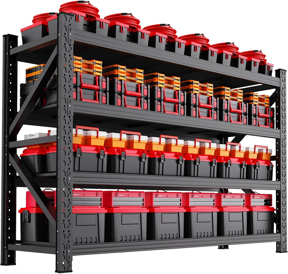 79" W Heavy Duty Storage Shelves, Adjustable Garage Shelving Unit