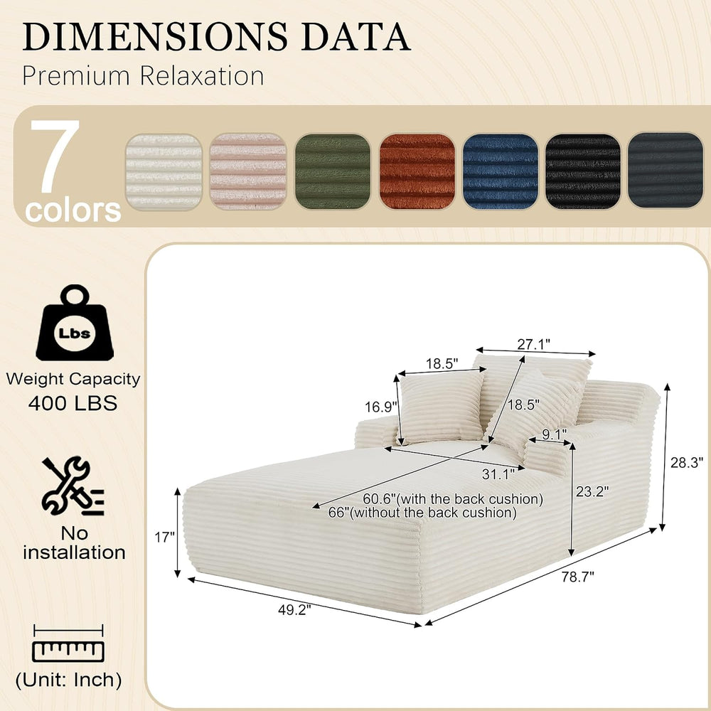 HANXIN Couch Chaise Lounge Chair Indoor, Boneless Sleeper Sofa Bed, Beige