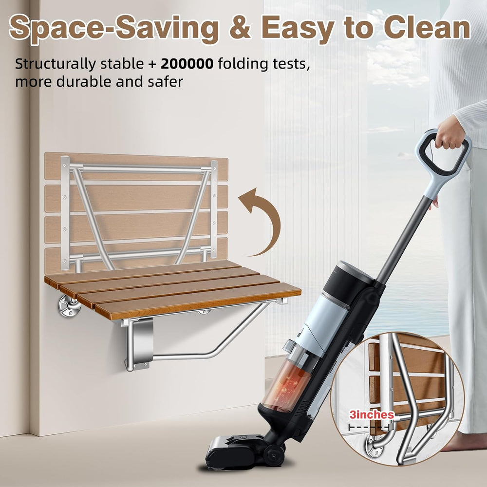 20'' Folding Shower Seat Wall Mounted, 500lb Load Capacity, Space-Saving