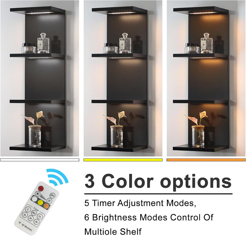 4 Tier LED Wall Shelf, Black