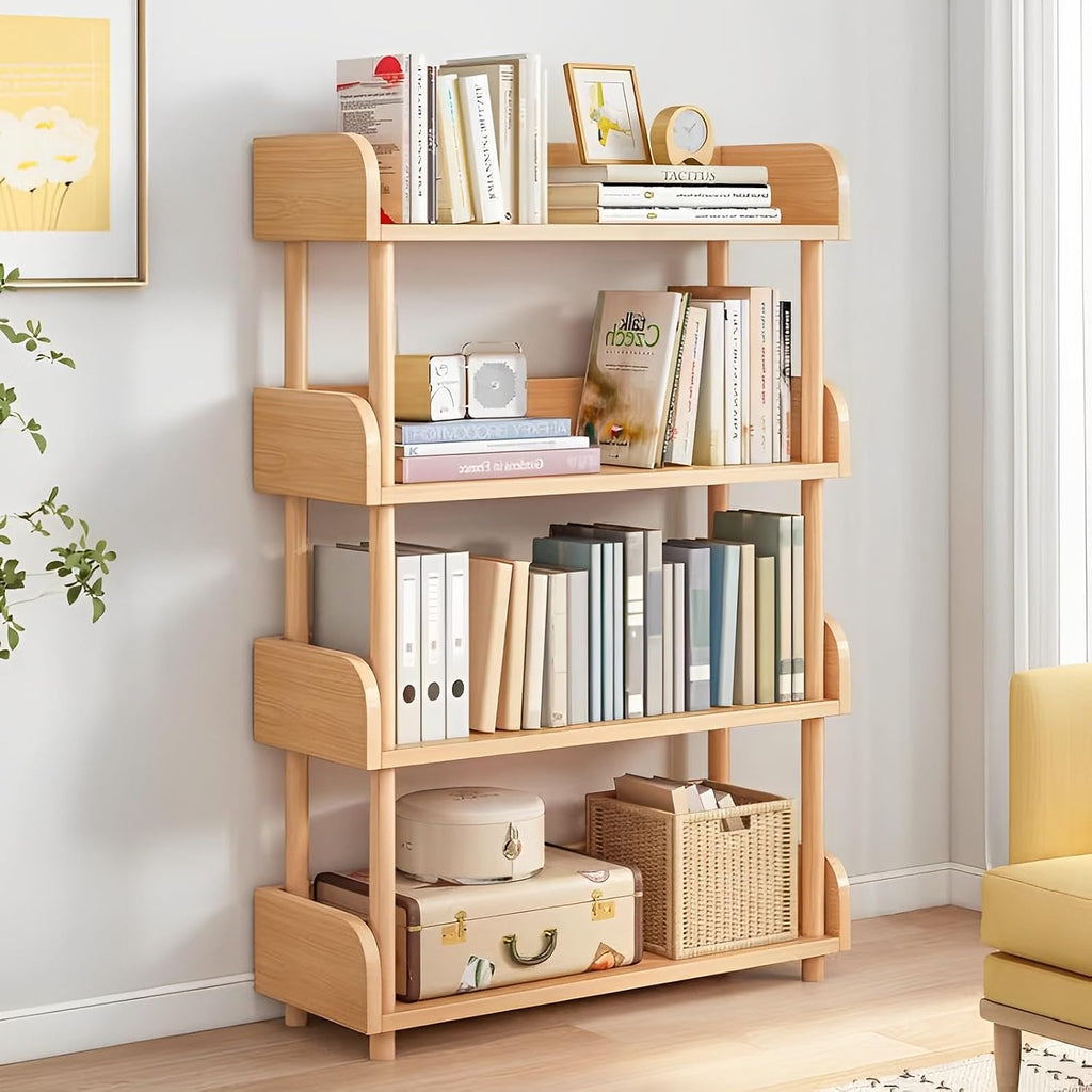 OSCHF 4-Tier Wooden Open Bookcase, Oak