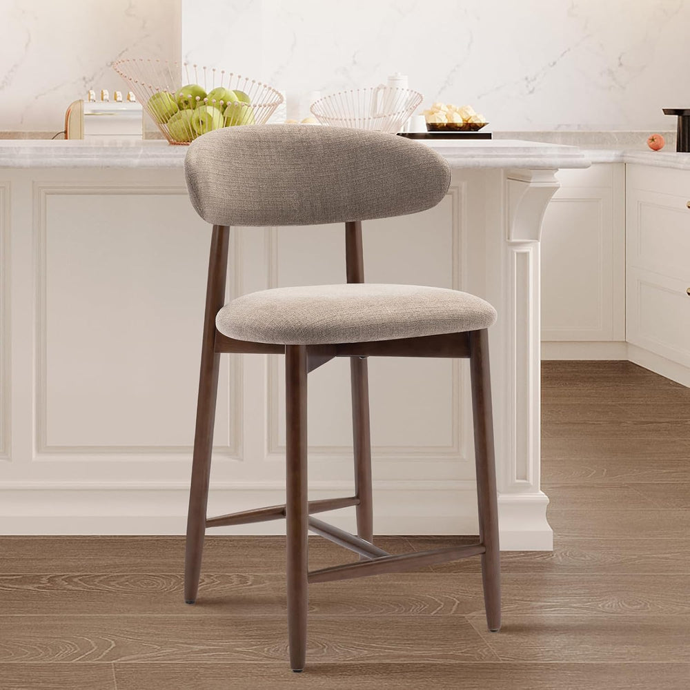 COLAMY Counter Height Bar Stools, Kitchen Bar Stools with Back, Mid Century M...