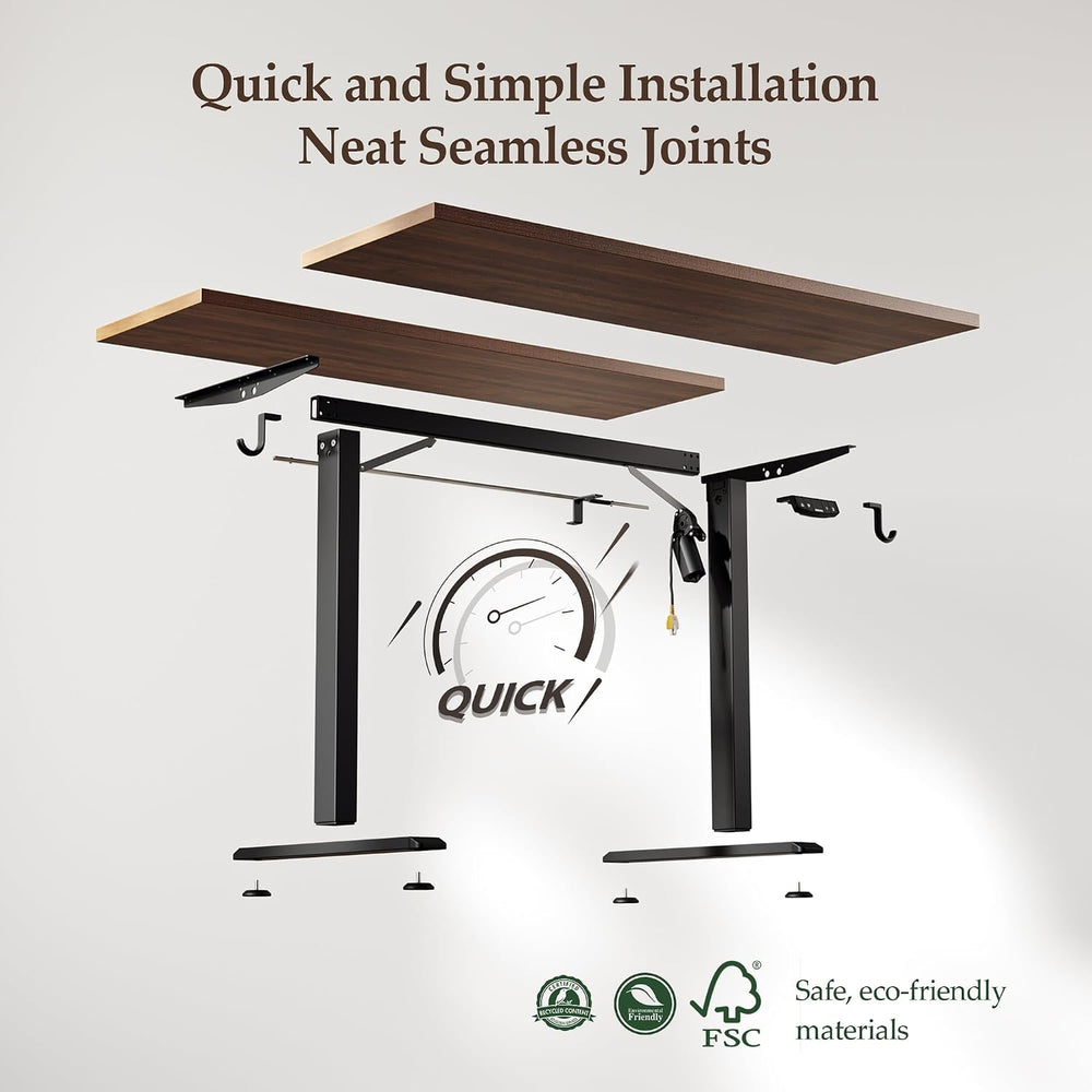 Klicelor 48 x 24" Electric Standing Desk, Height Adjustable, Dark Walnut