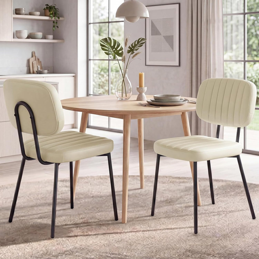 OLIXIS Dining Chairs Set of 2, Upholstered Kitchen Chairs, Beige White