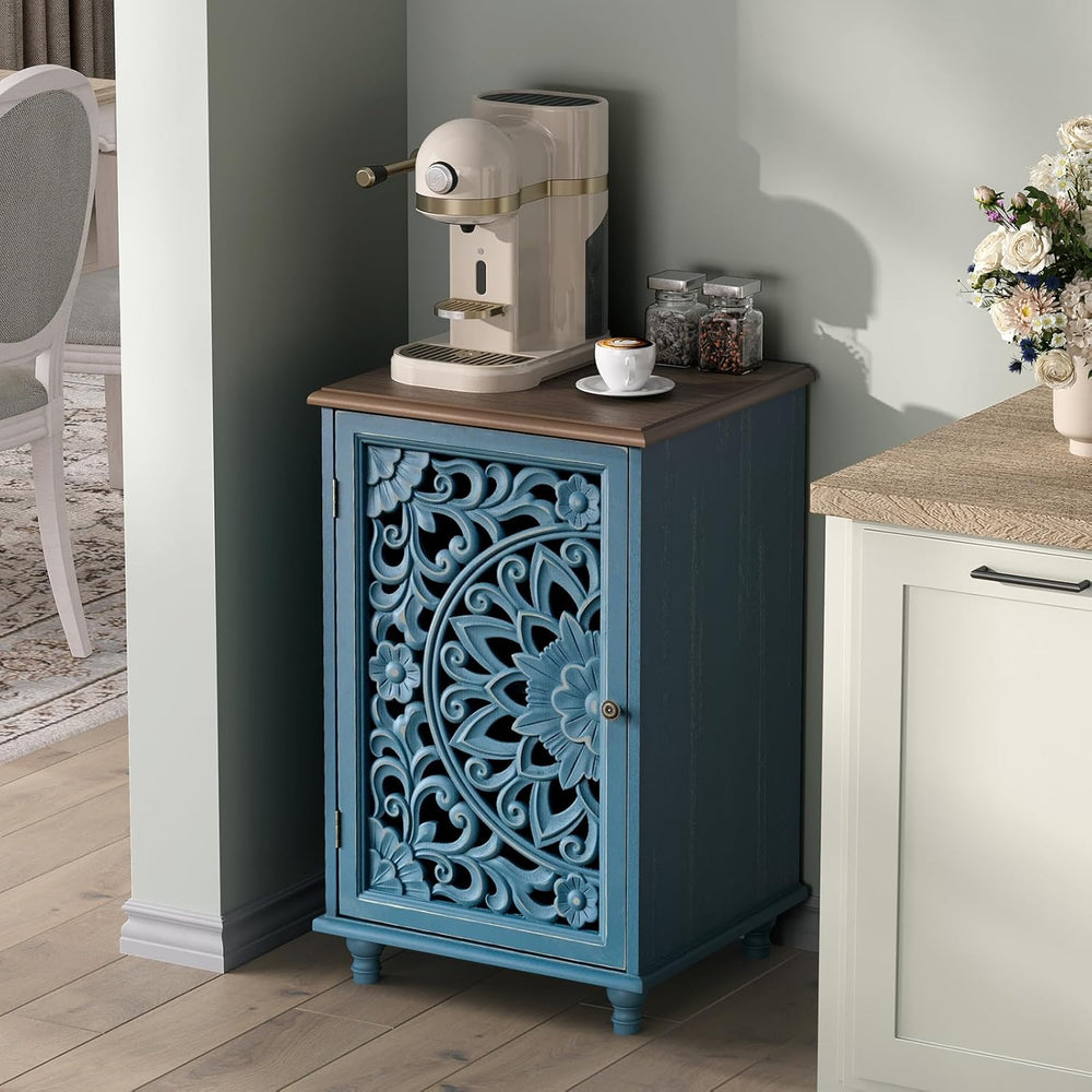 JOINICE 27" Small Accent Storage Cabinet with Door for Living Room,Blue