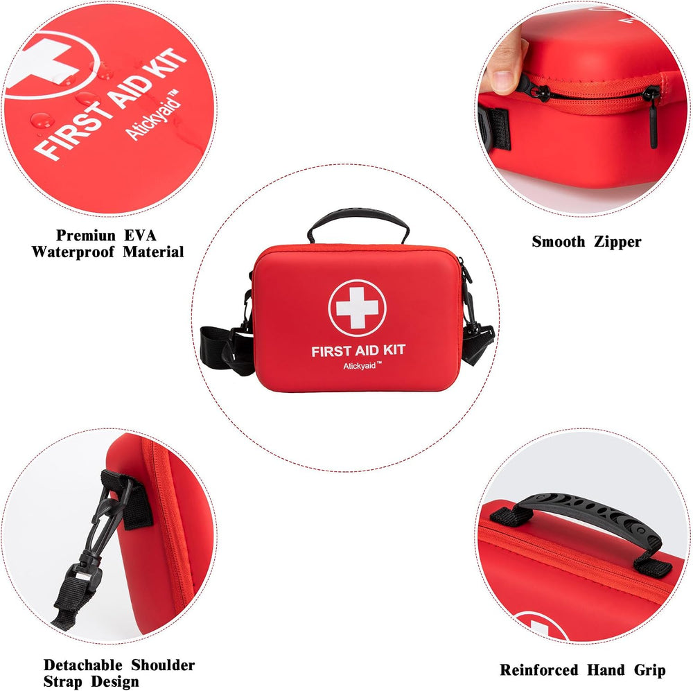 First Aid Kit 340 Piece, Premium Waterproof Hard Shell Medical Kit