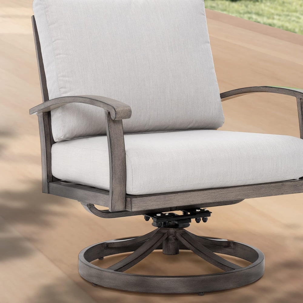 HAPPATIO 5 Piece Aluminum Outdoor Patio Furniture Set, Swivel Rocker Patio Ch...