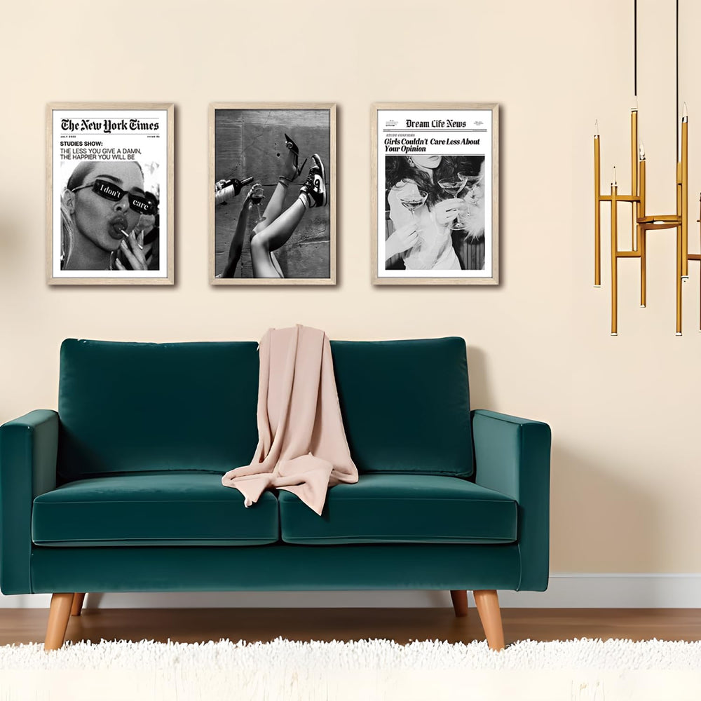 Trendy The New York Times Wall Art 12x16in Wood Framed, Black and White Elega...