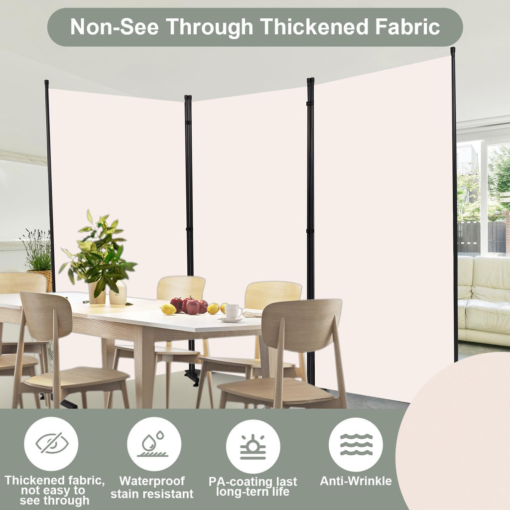 Room Divider 3 Panel Folding Privacy Screen, Round Pad Design Wall Divider