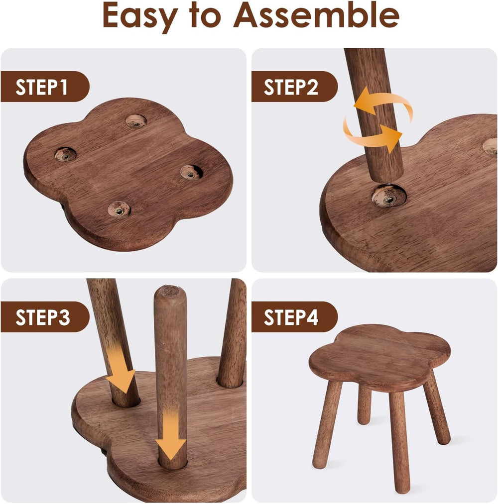 Wooden Step Stool for Adults Upgraded11.6inch Small Wooden Stool with Four De...