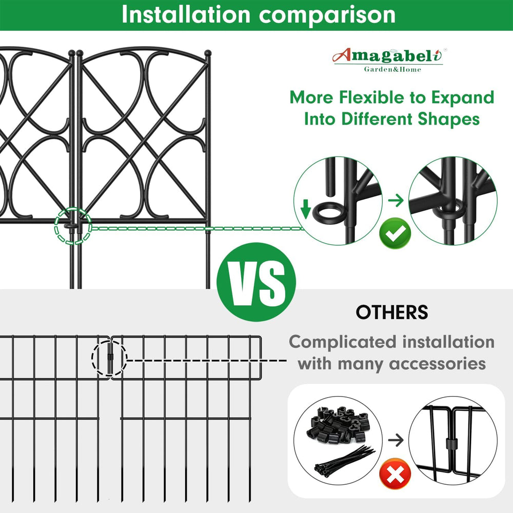 AMAGABELI GARDEN & HOME 10 Panels 24in(H)×10ft(L) Decorative Garden Fence...