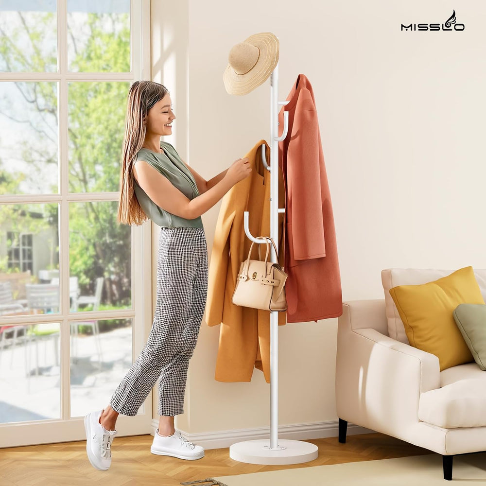 MISSLO Heavy Duty Coat Rack Freestanding 4 Adjustable Size Coat Tree with Sta...