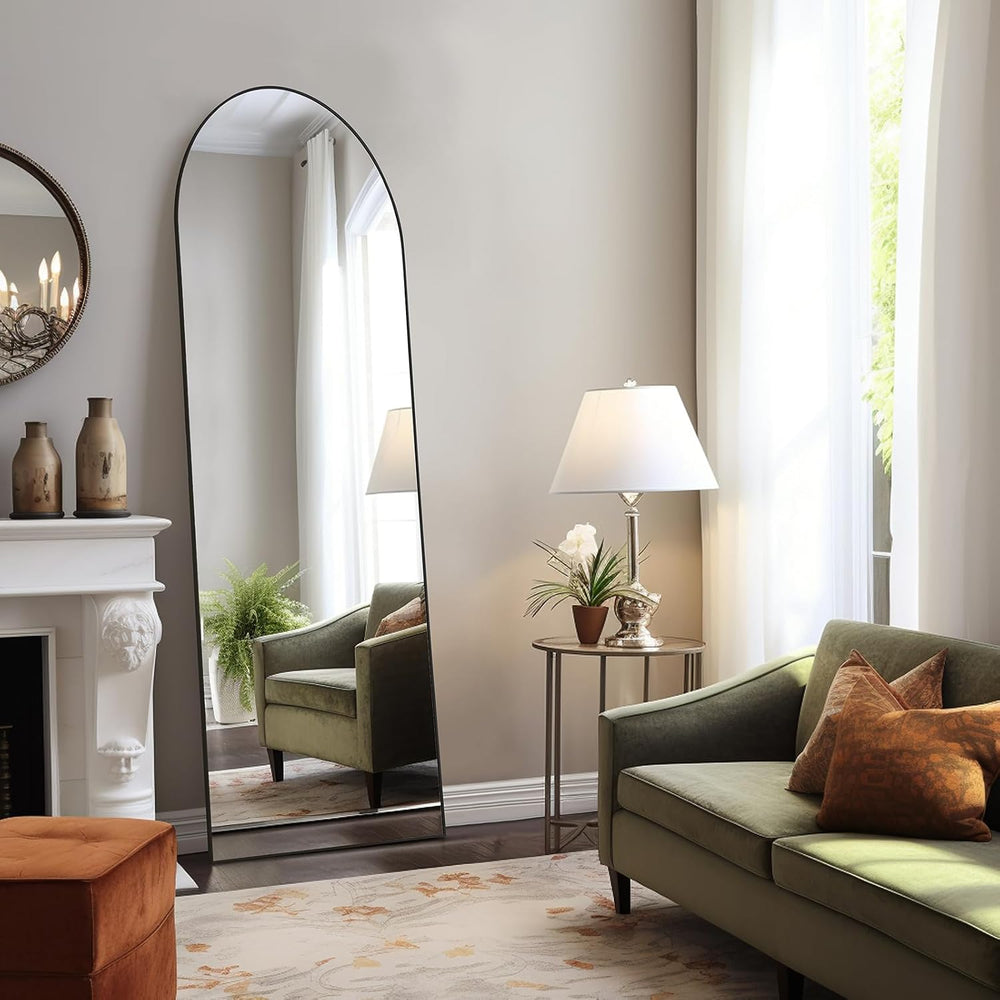 Arched Full Length Floor Mirror, 21"x64" Body Wall Mirror with Stand