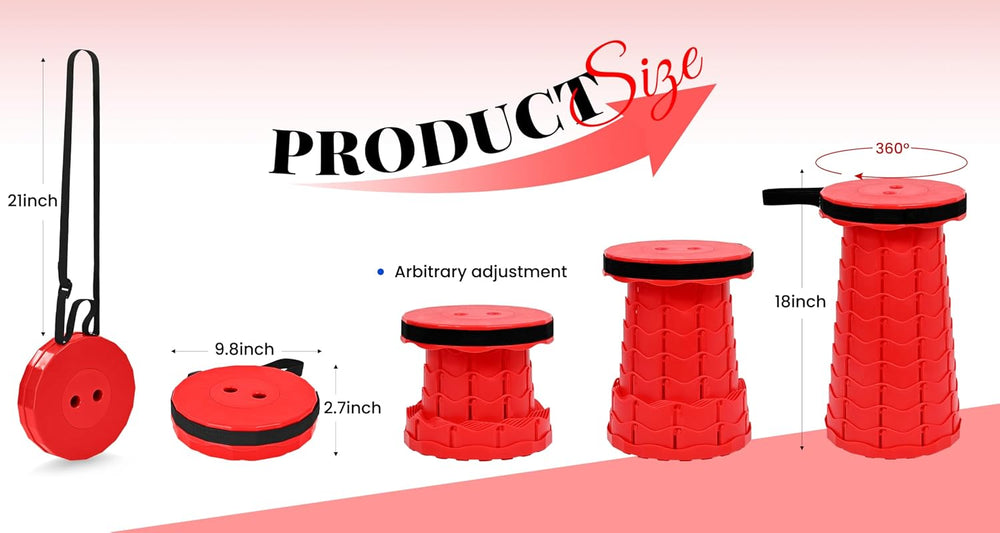 Portable Collapsible Stool 2 Pack with Cushion, 400 lbs, Red