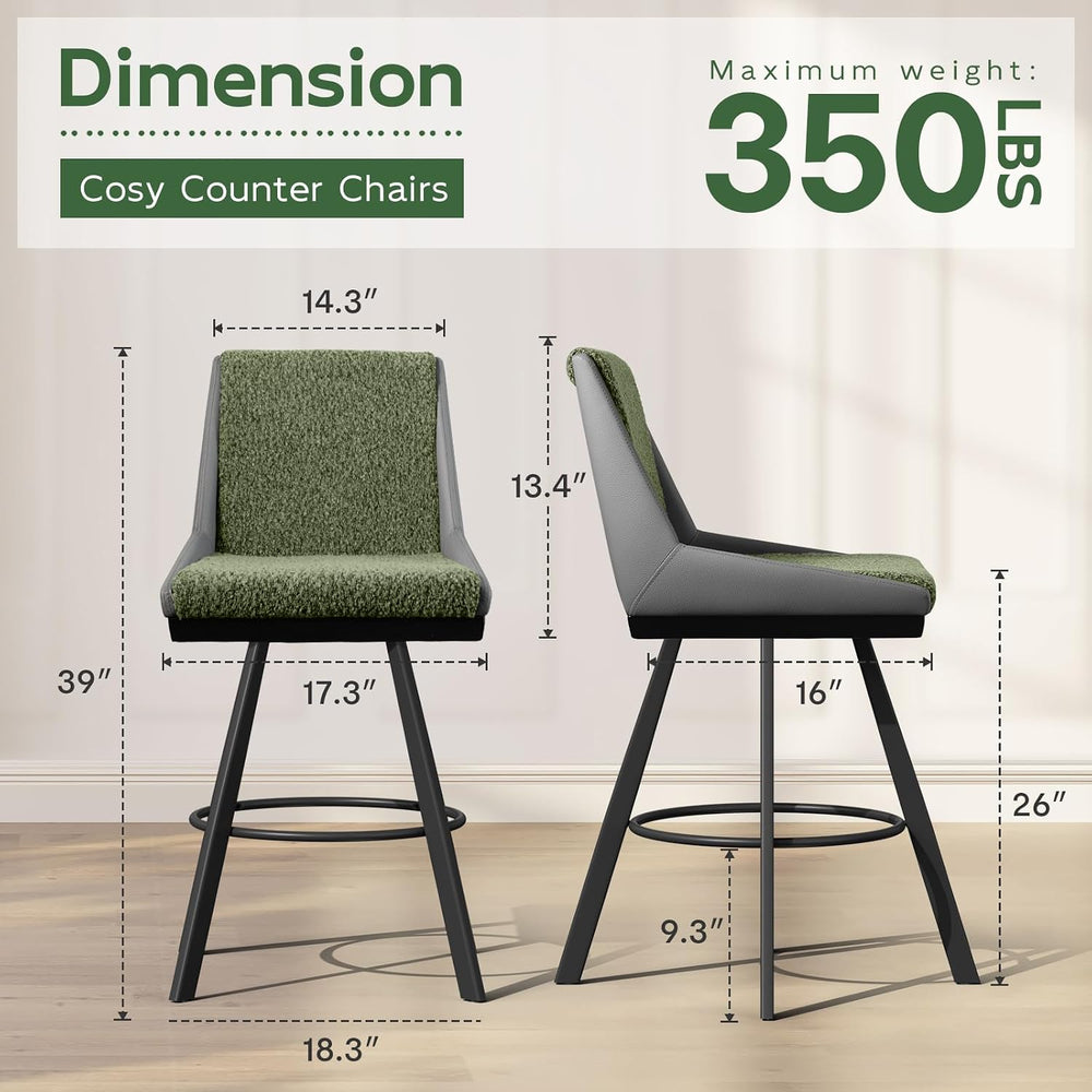 Ollega Counter Height Bar Stools B3213 (Green Grey, 26" 2 Pieces)