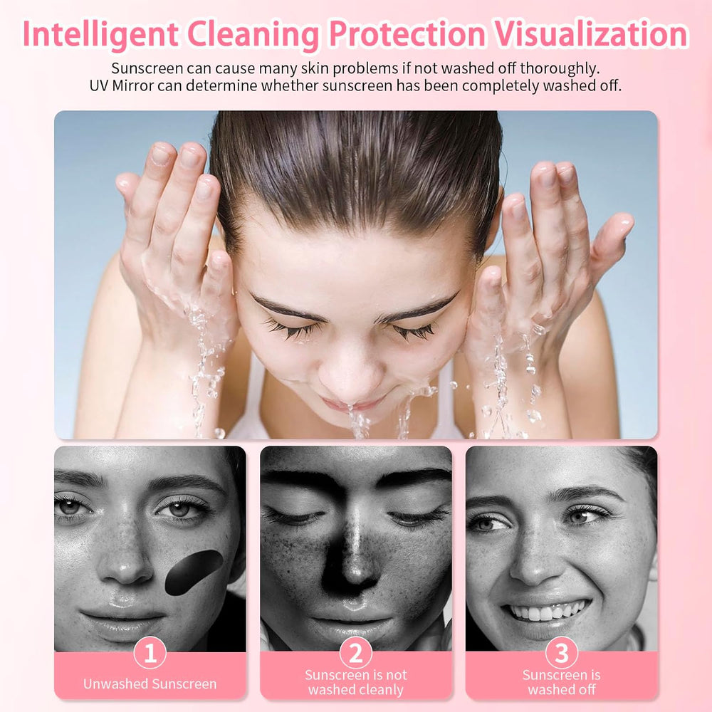 DESCHEN UV Camera Mirror for Sunscreen Test with 2X Makeup Mirror