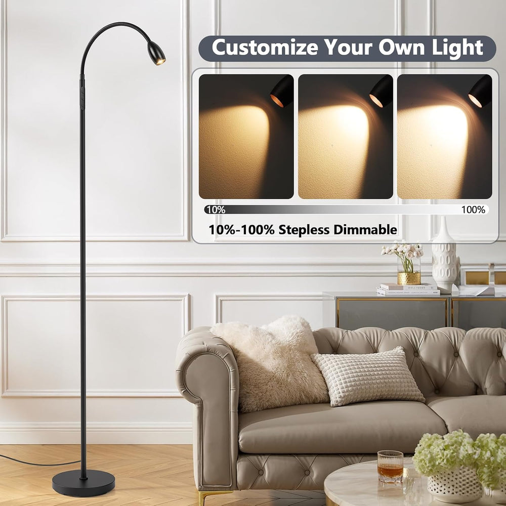 Reading Floor Lamp, 72" LED Dimmable Lamp with Gooseneck,Zoomable Spotlight