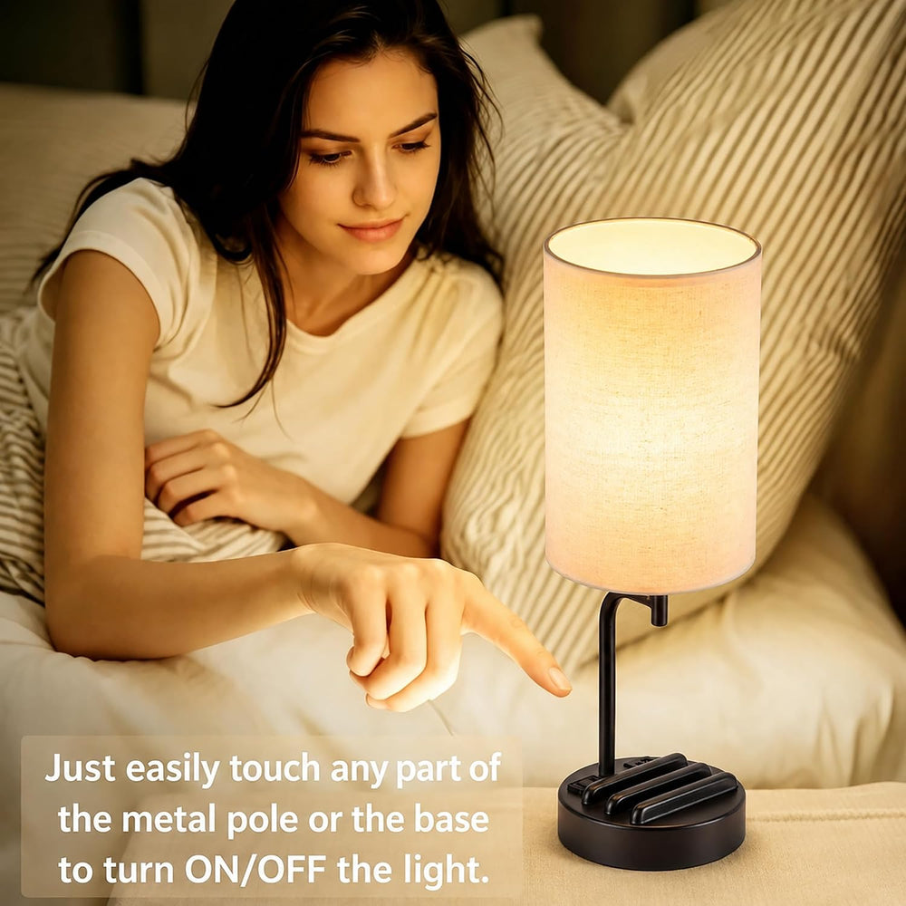 Dreamholder Touch Control USB Table Lamp with USB C/A & AC Outlet, 3-Way ...