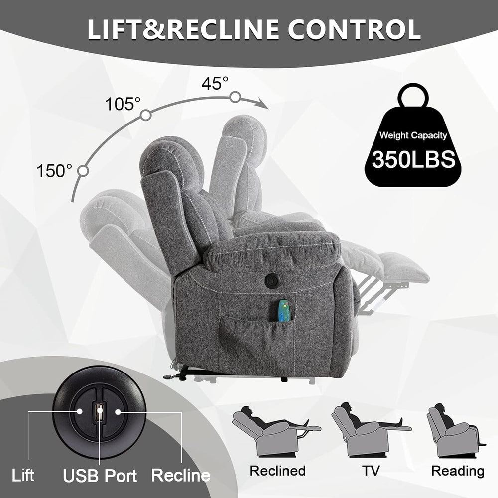 CANMOV Power Lift Recliner Chair for Elderly, Lift Chair with Massage Heat