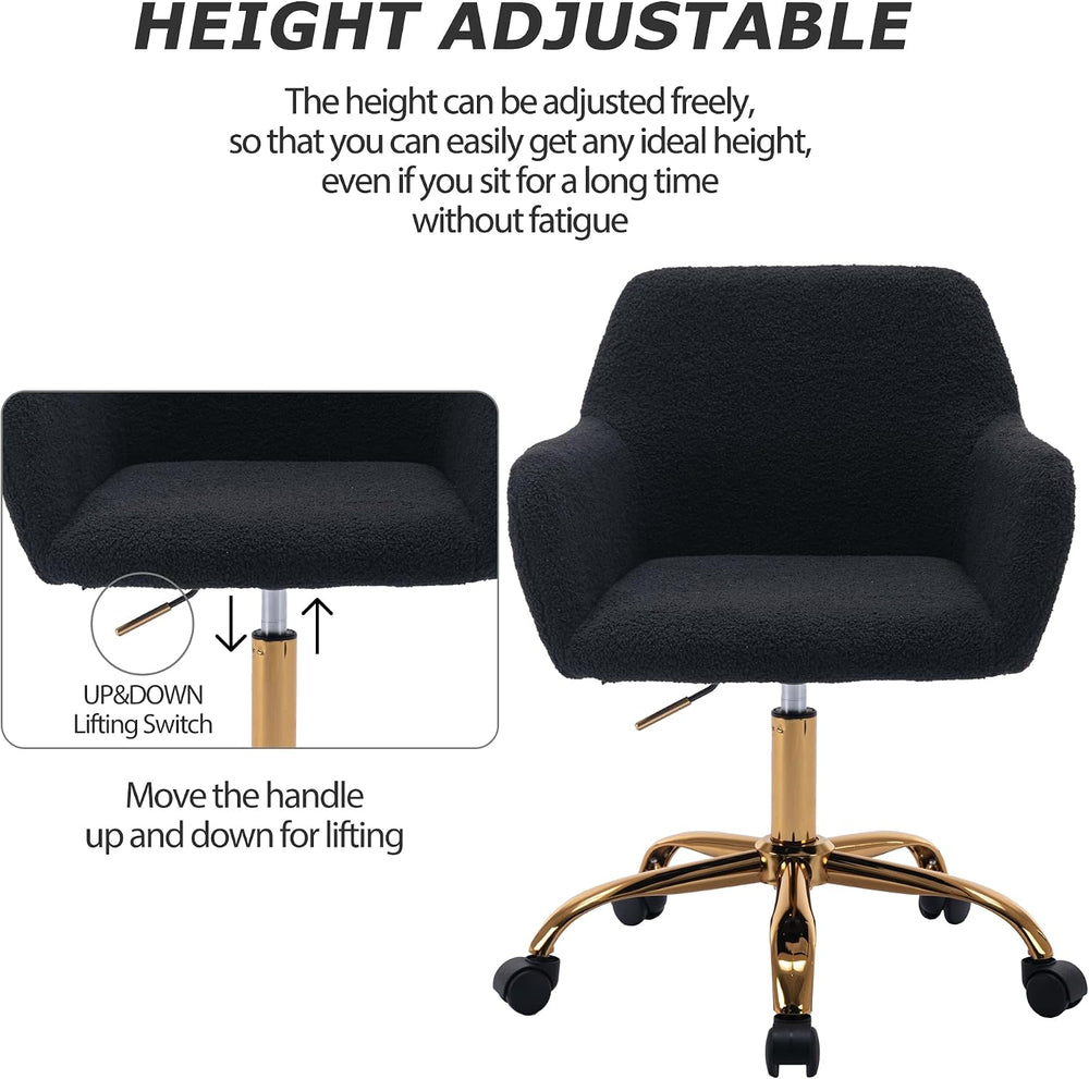 KCC Faux Fur Office Desk Chair, Comfy Swivel Armchair with Wheels, Upholstere...