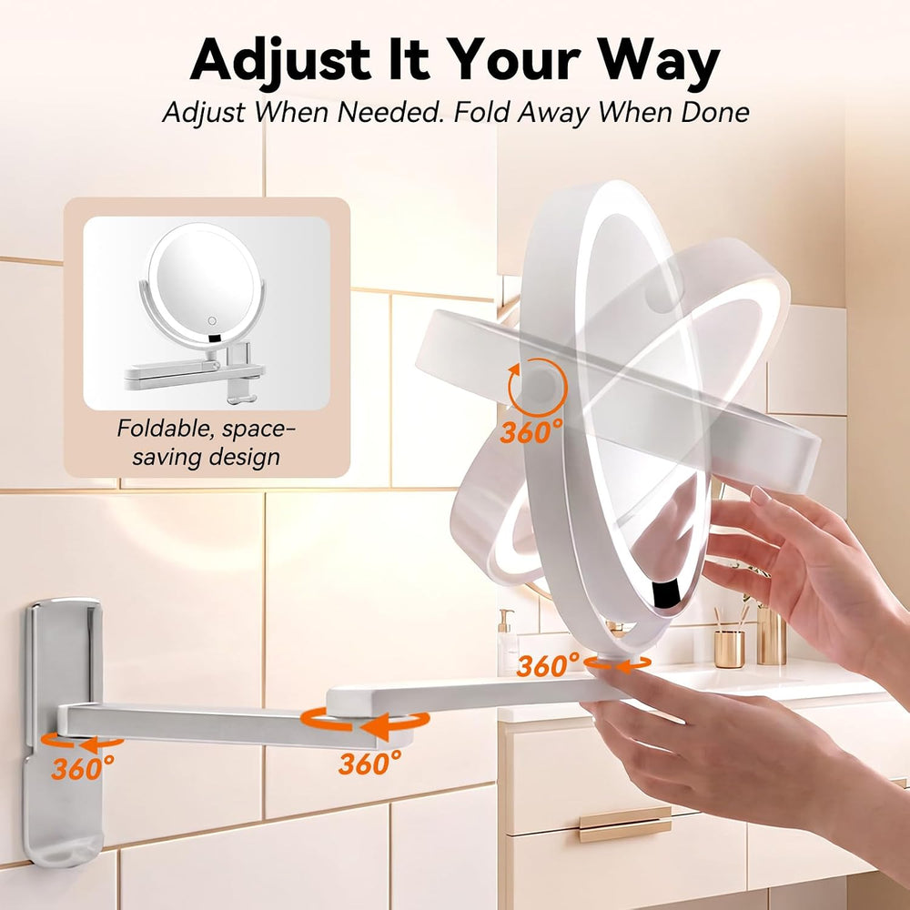 Wall Mounted Makeup Mirror, Digital Screen Magnifying Mirror with Light