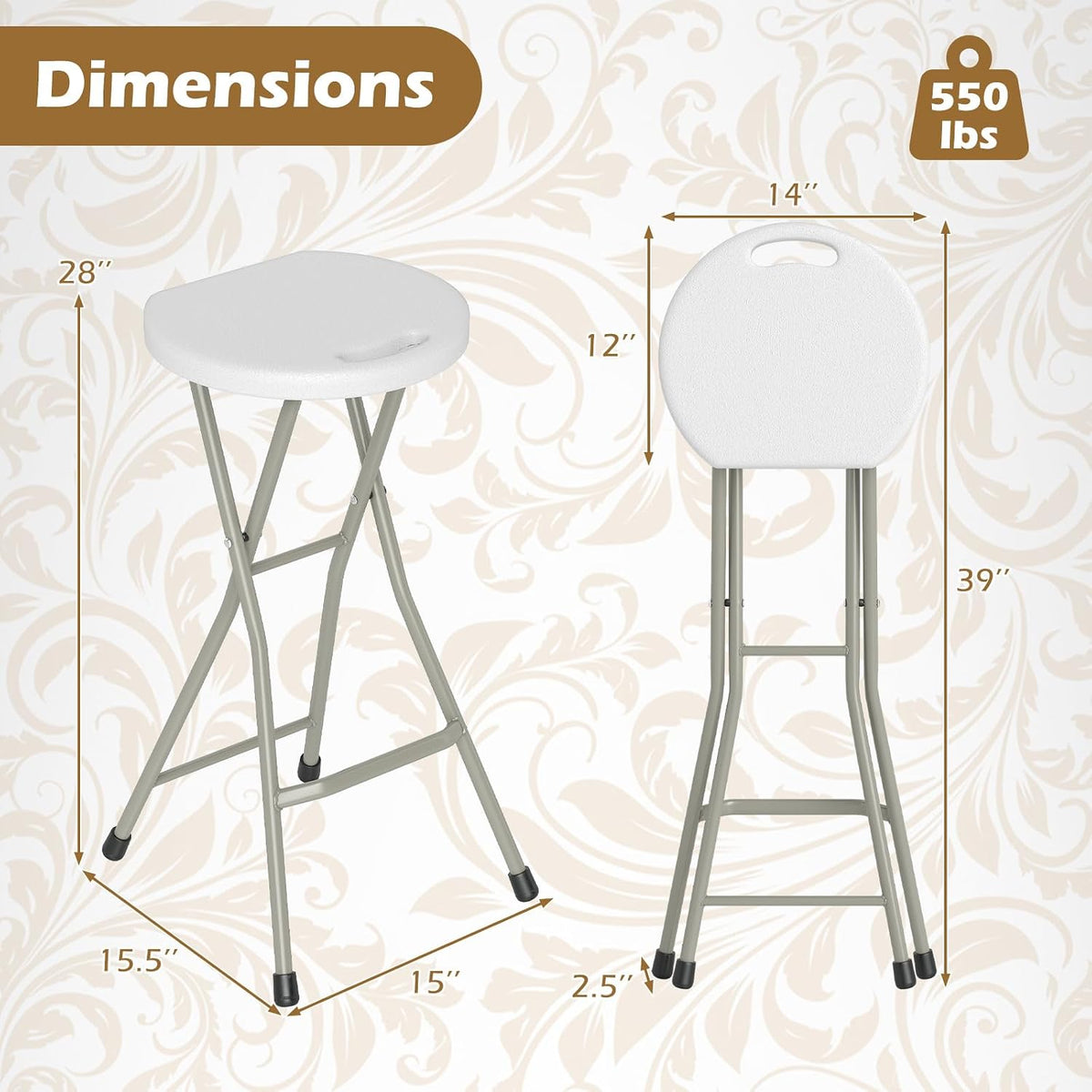 Goplus Extra Tall 28 inch Folding Stool for Adults