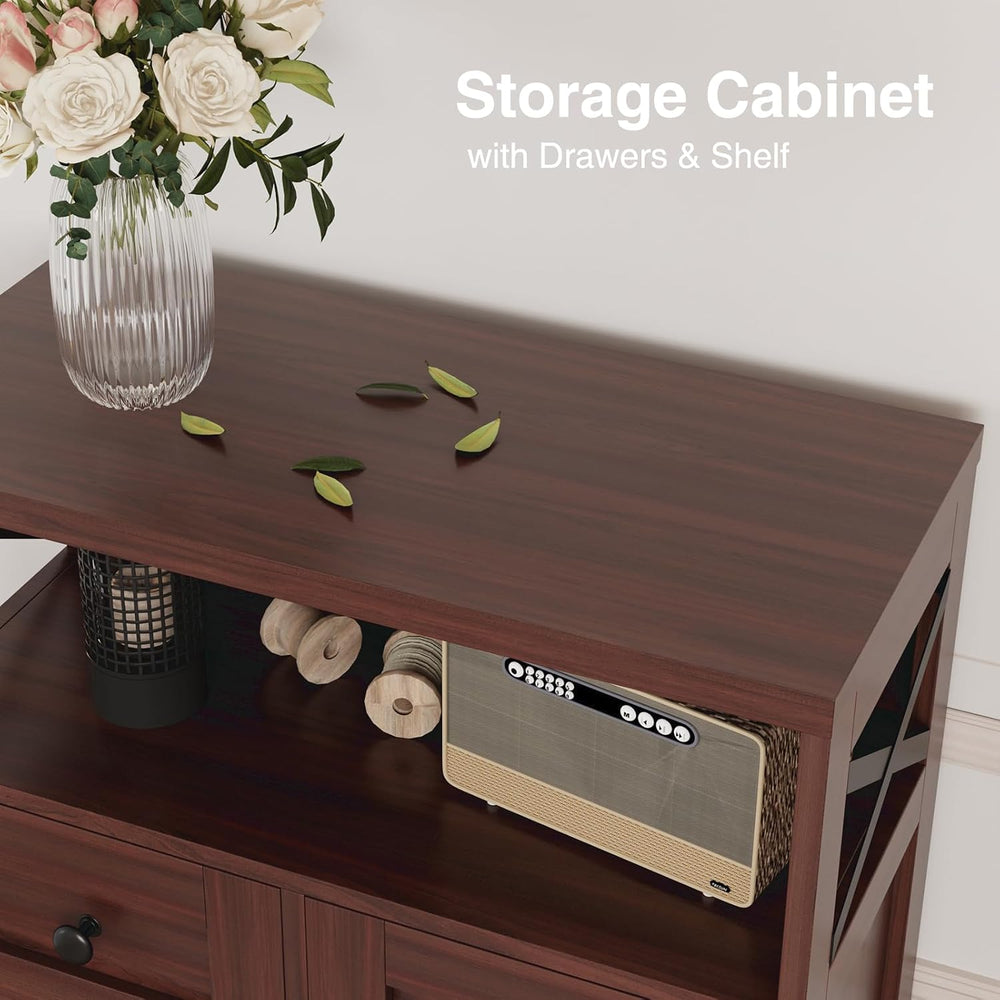Farmhouse Accent Storage Cabinet with Drawers, Small Kitchen Pantry Cabinet