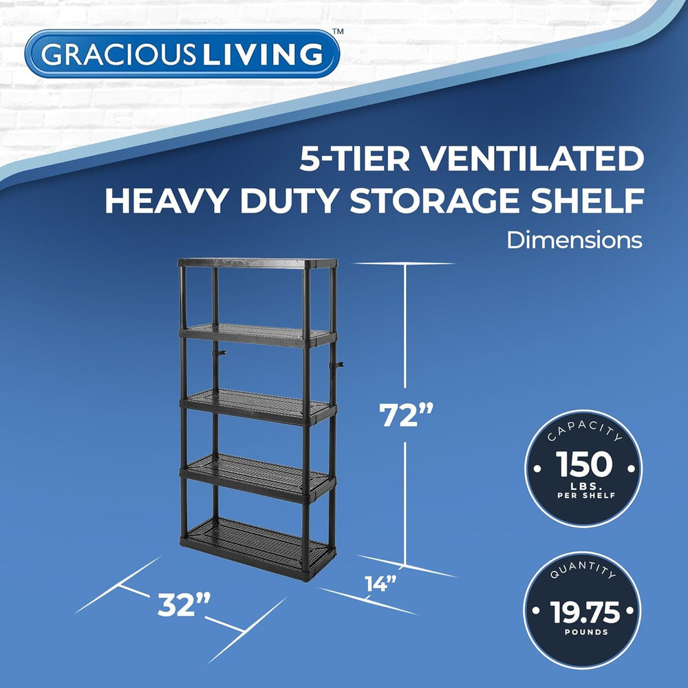 Gracious Living 5 Shelf Unit, Storage Shelves and Rack for Home