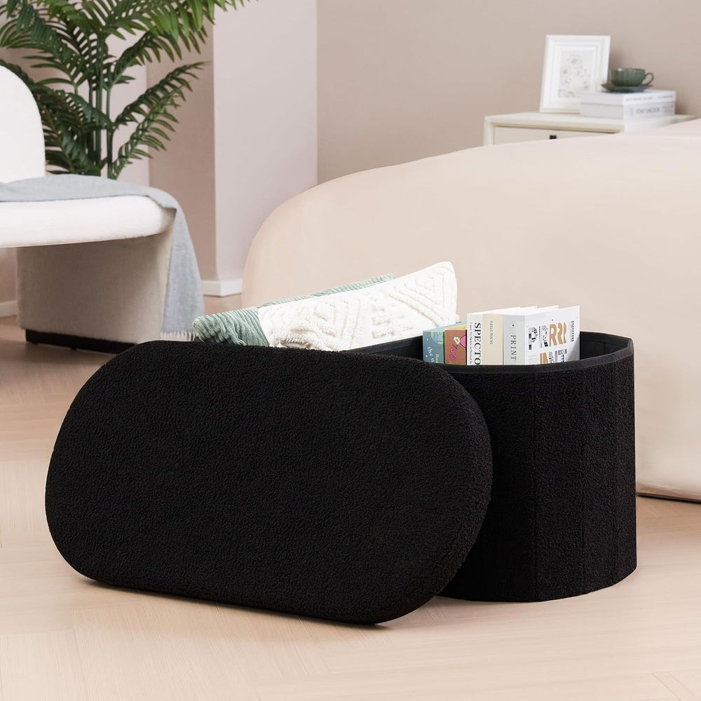 B FSOBEIIALEO 30" Folding Ottoman with Storage for Living Room, Black