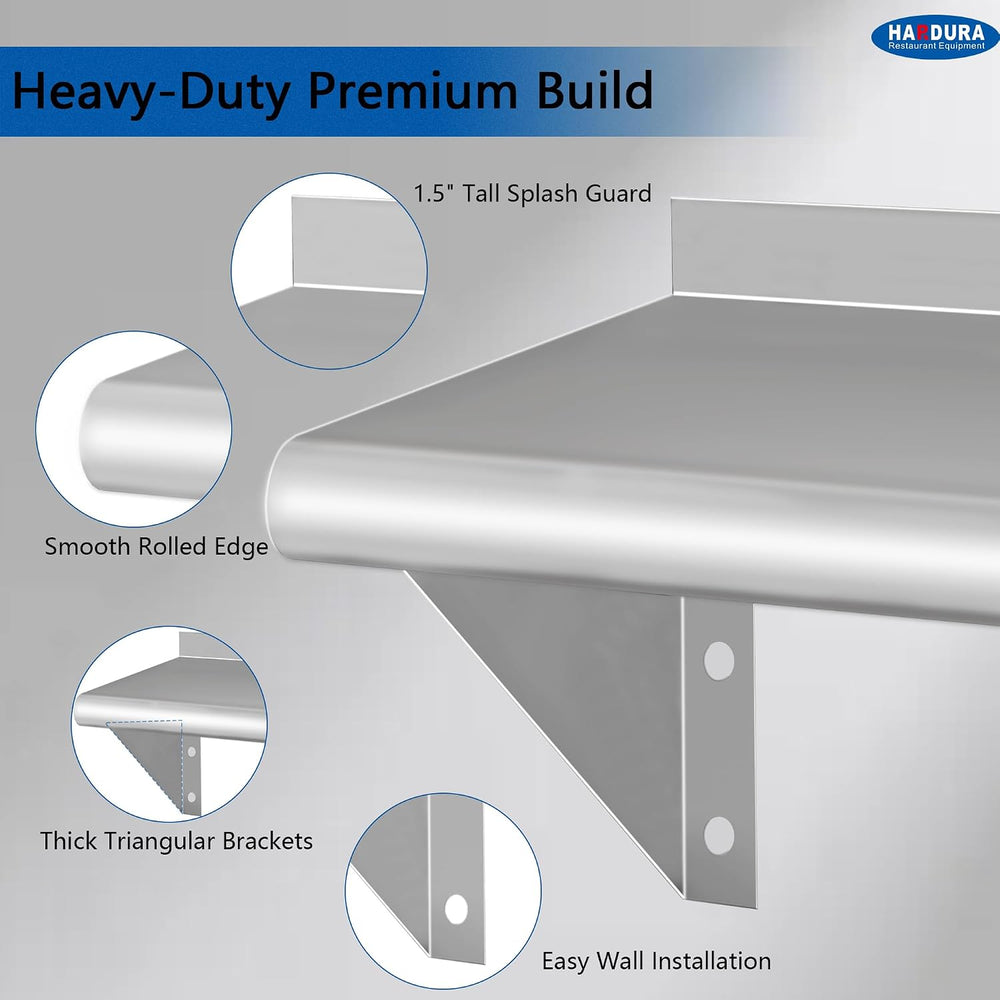 HARDURA Stainless Steel Shelf 12" X 48",200Lb, 2 Pack