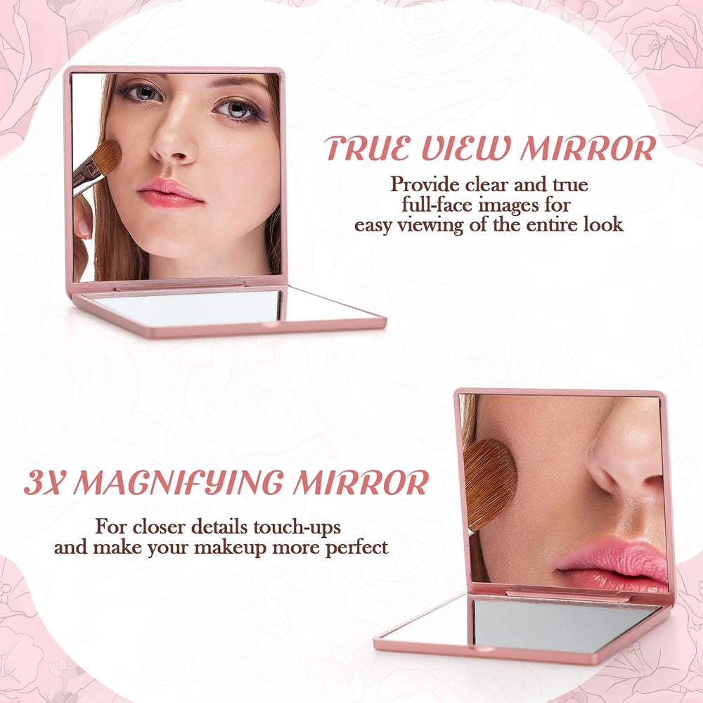 Novabright 50 Sets Rose Compact Mirrors Bulk for Wedding Party, Rose Gold