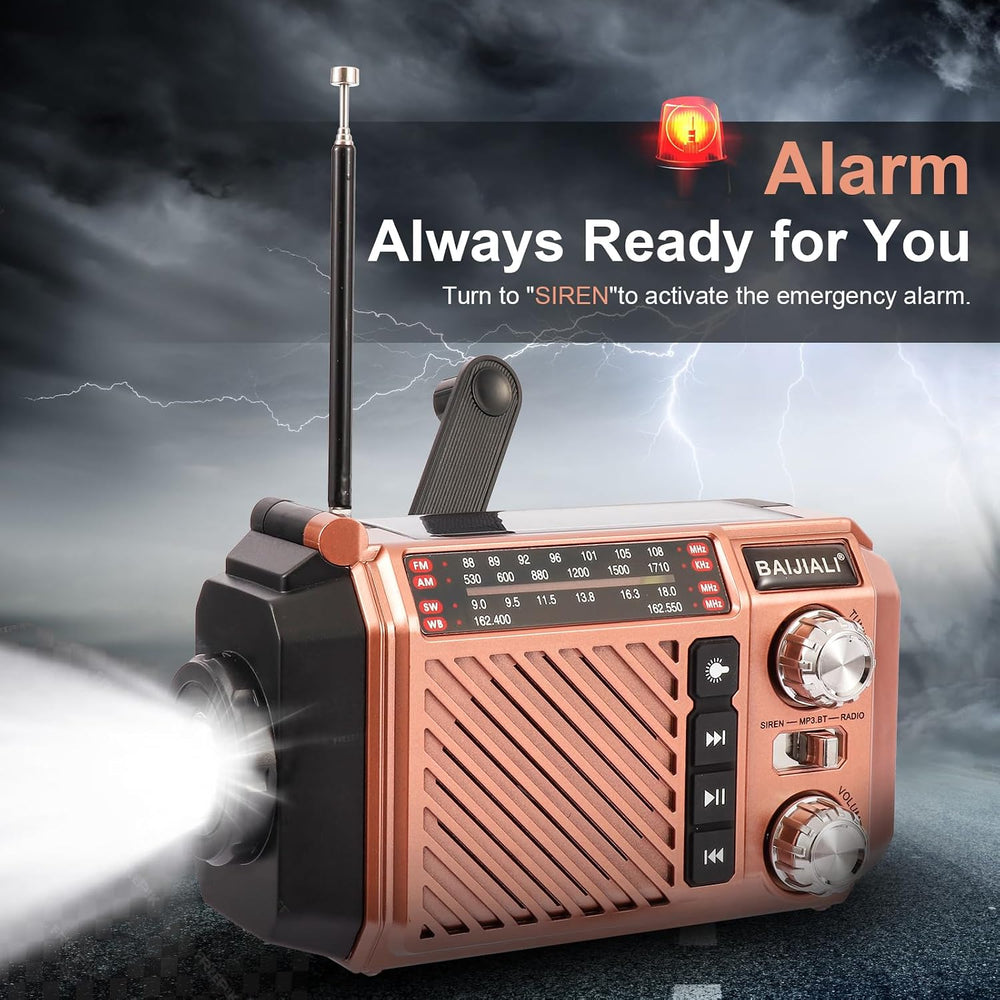 Hand Crank Emergency Weather Radio with 2600mAh/9620mWh Power Bank, NOAA AM F...
