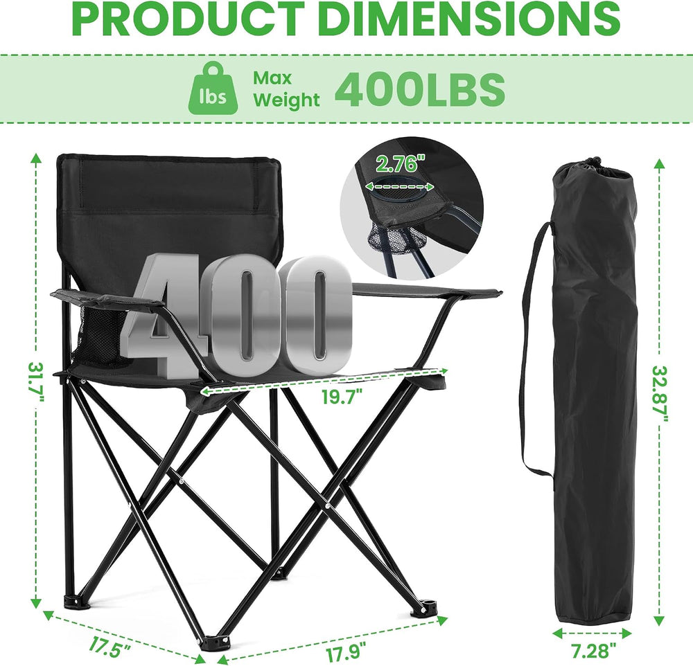 2 Pack Portable Camping Chairs Folding Lawn Chair Outdoor Lightweight Beach C...